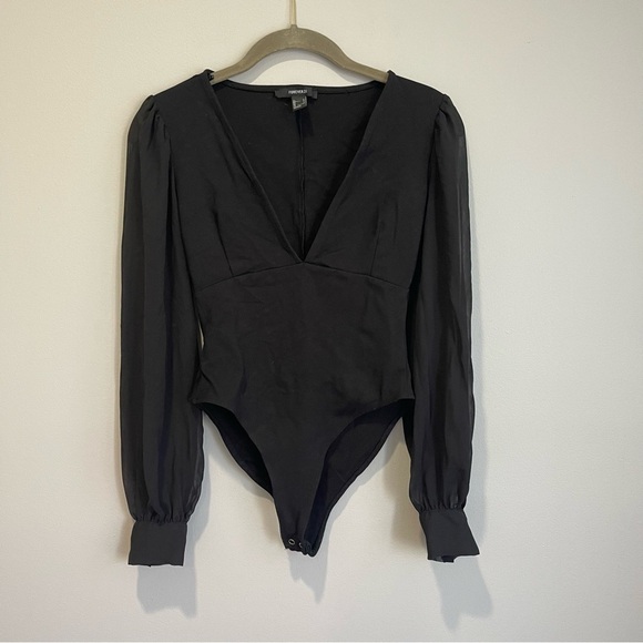 Forever 21 Tops - Forever 21 Black Long Sleeve Bodysuit